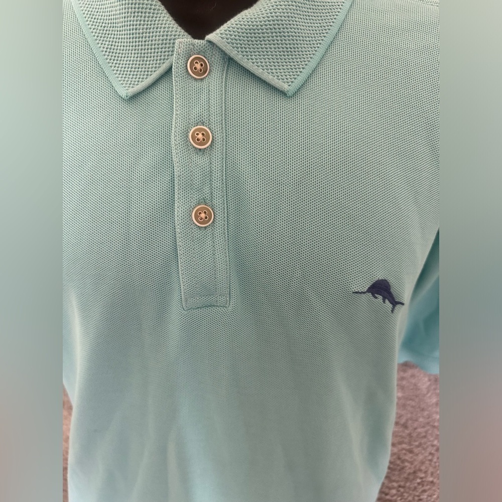 Men’s used Tommy Bahama cotton green blue polo shirt size XXL 2Xl Pre own item - Picture 2 of 4